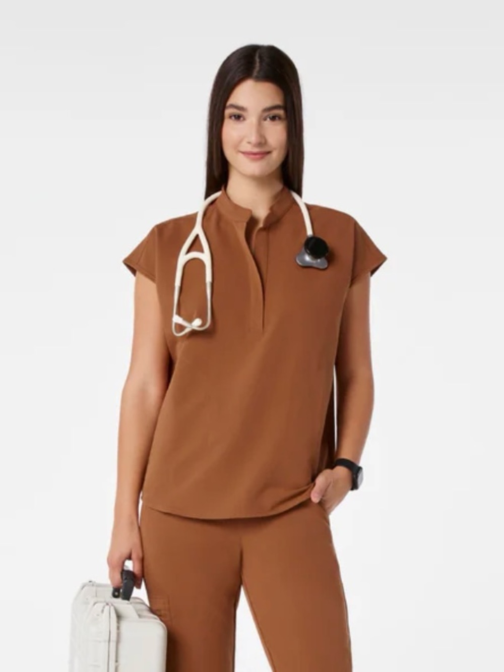 FIGS Rafaela Oversized
Scrub Top™, M, Mocha - Picture 2 of 6